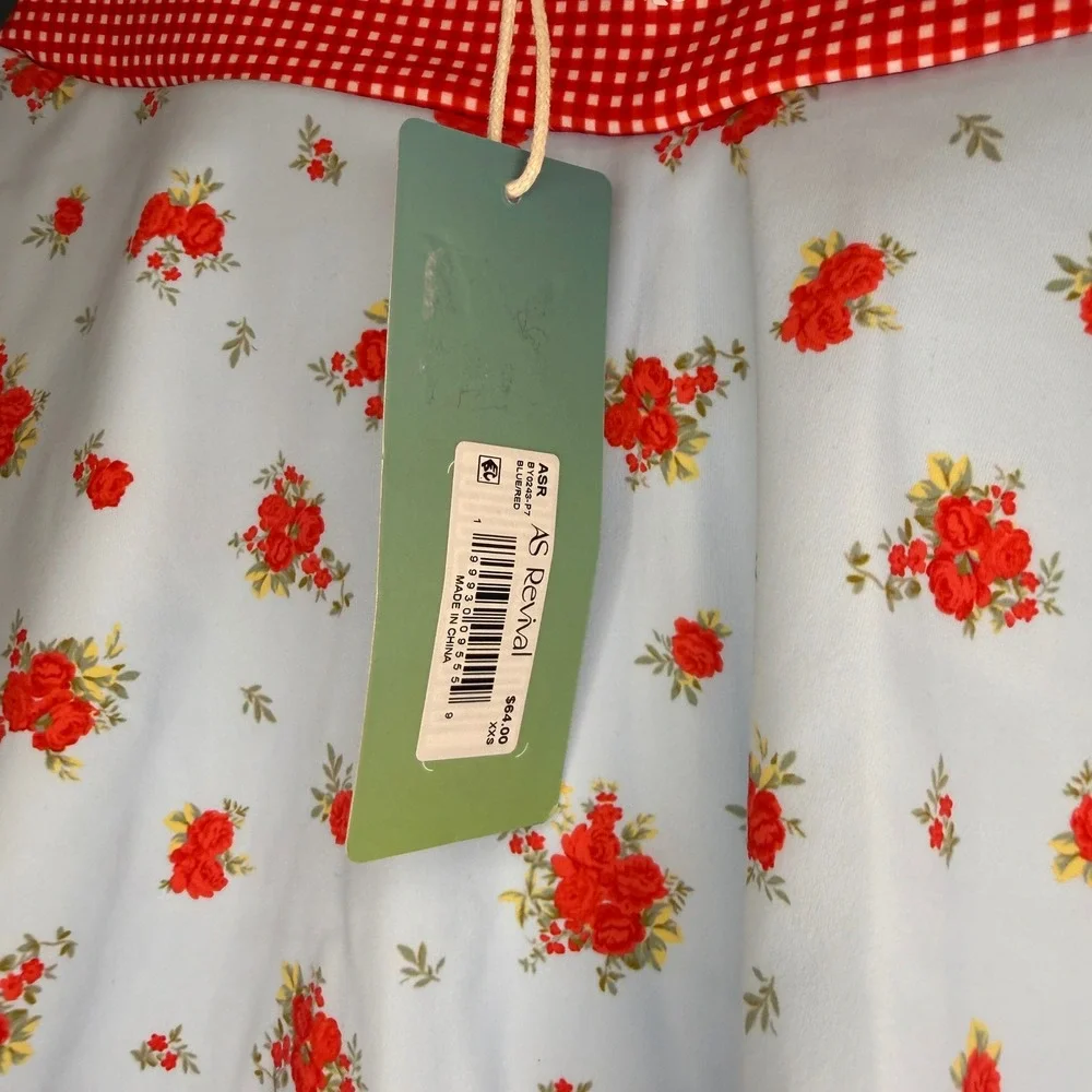 AS Revival Floral Gingham Activewear Set Skort and‎ Crop Top Size XXS